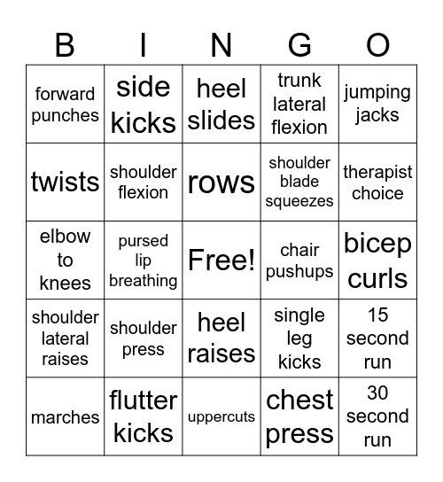 THERAPY BINGO Card