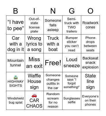 Beach Trip Bingo Card