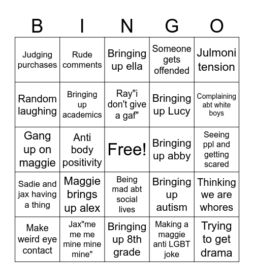 Mall bingo Card