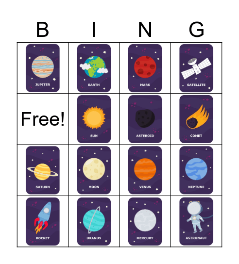 Solar System Bingo Card