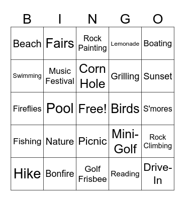 Summer Bingo Card