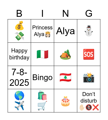 Happy birthday Alya ❤️ Bingo Card