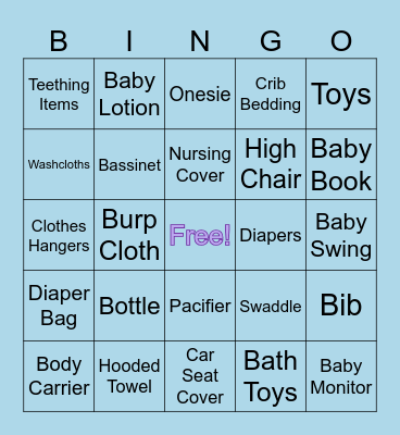 Baby Gift Bingo Card