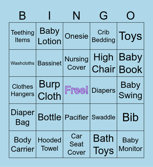 Baby Gift Bingo Card