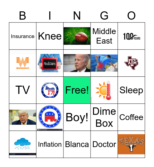Whstaburger Bingo Card