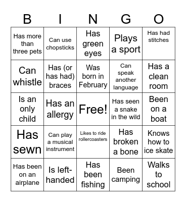 Friends BINGO Card