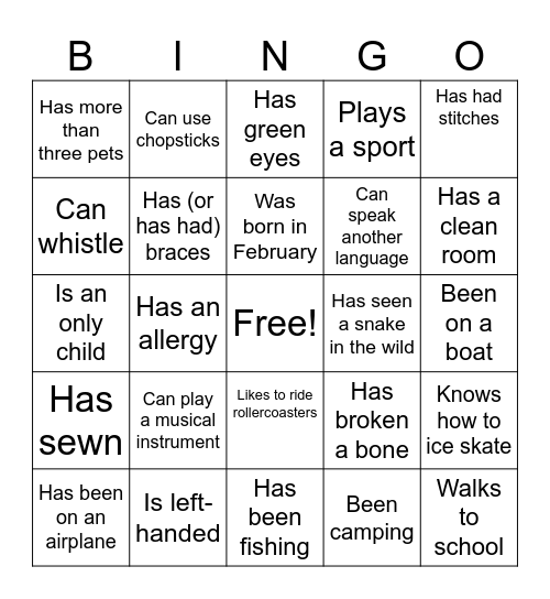 Friends BINGO Card