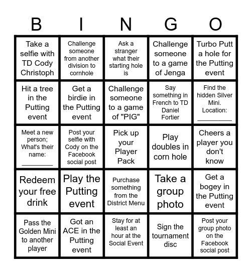 TDO SOCIAL BINGO Card