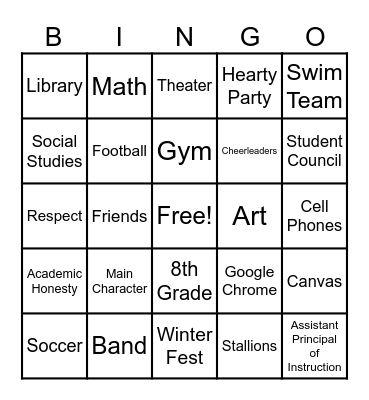 Stallion Camp Bingo Card