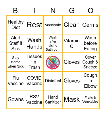INFECTION CONTROL BINGO Card