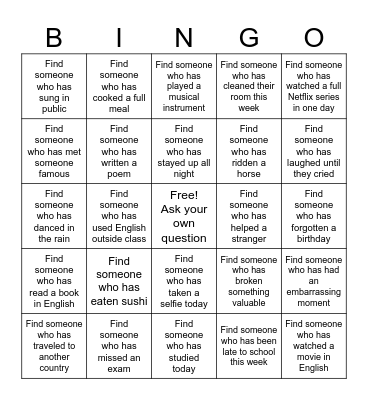 Untitled Bingo Card