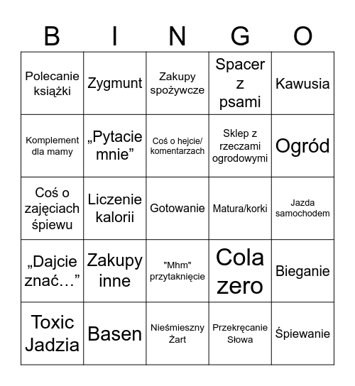 Makówkowe BINGO Card