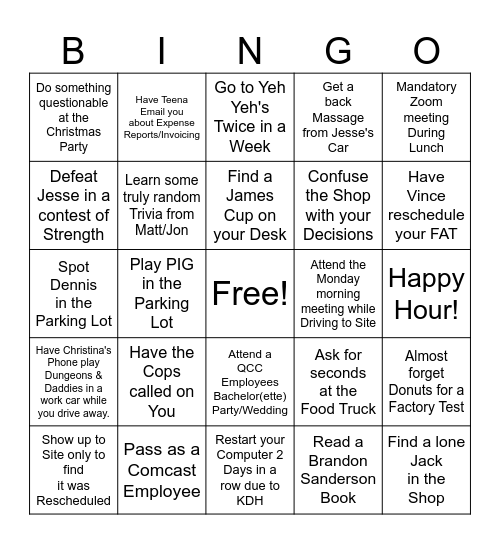QCC BINGO! Bingo Card