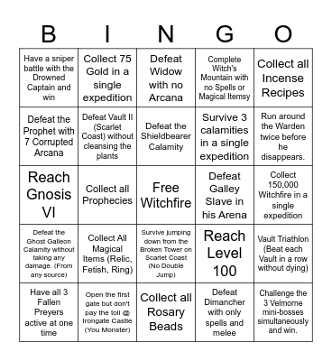 Witchfire Bingo Card