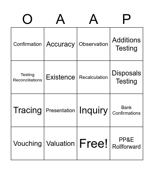 Audit Techniques Bingo Card
