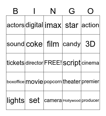 Jacob's Movie Party :)  Bingo Card