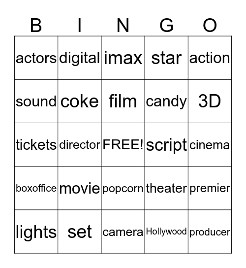 Jacob's Movie Party :)  Bingo Card