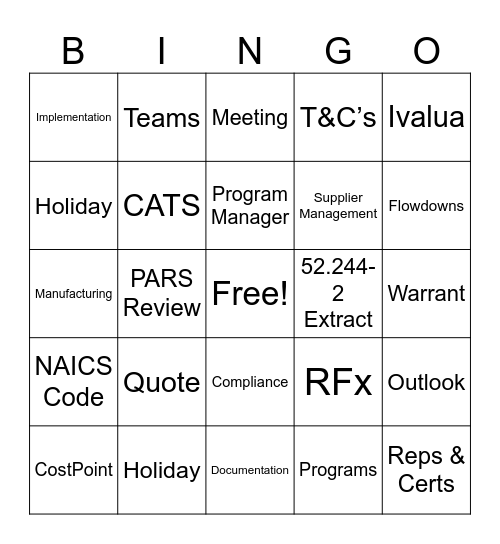 BAH BINGO! Bingo Card