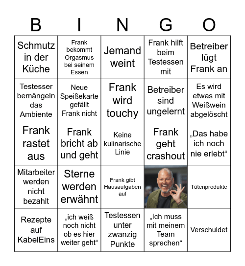 Rosin Bingo - Frank ist ein Gott Bingo Card