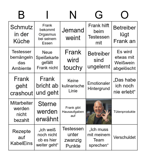 Rosin Bingo - Frank ist ein Gott Bingo Card