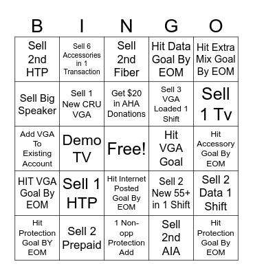 August Bingo Card