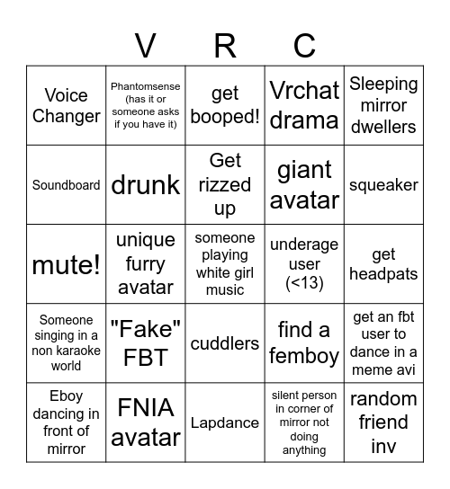 VRC BINGO! Bingo Card