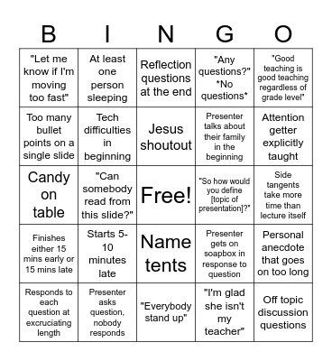PD Bingo Card