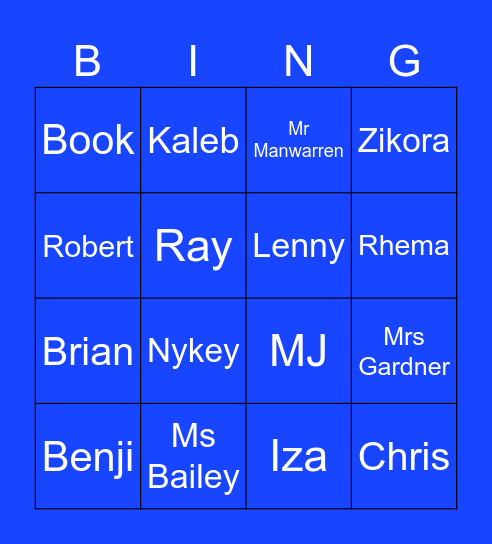 Dieterich Middle School Characters Bingo Card