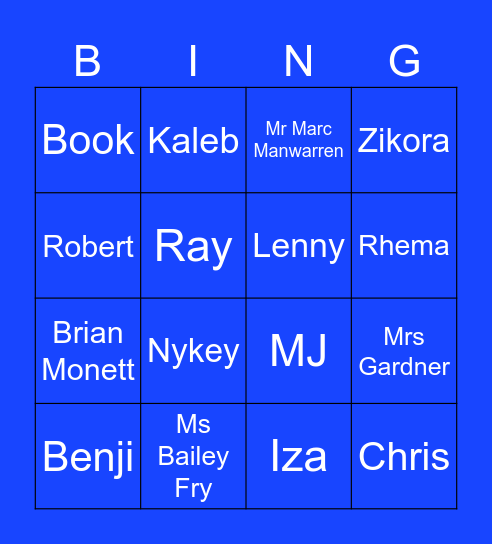 Dieterich Middle School Characters Bingo Card