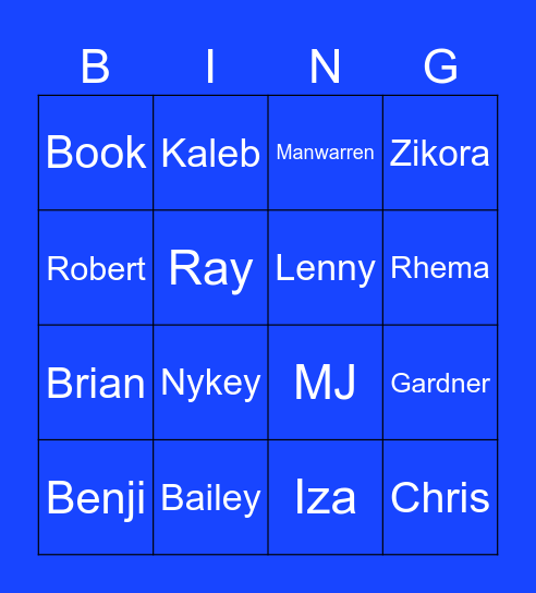 Dieterich Middle School Characters Bingo Card