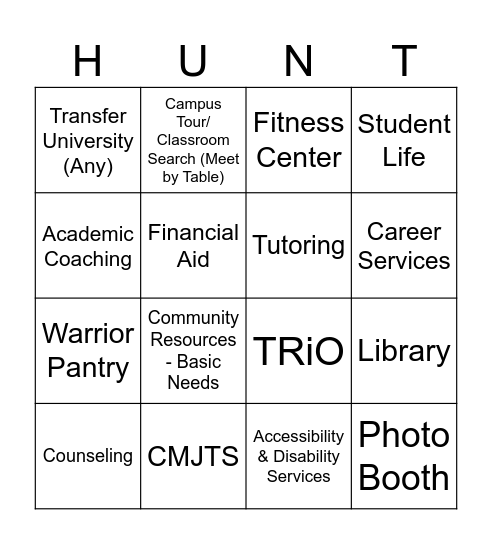 Name: ______________________ StarID/Tech ID:________________ Bingo Card