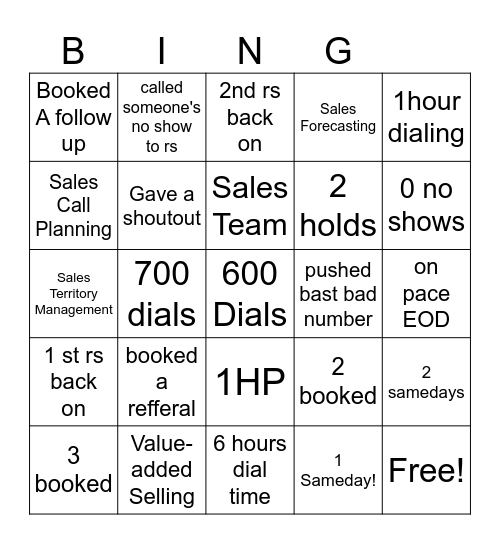 Seamless.ai SDR BINGO Card