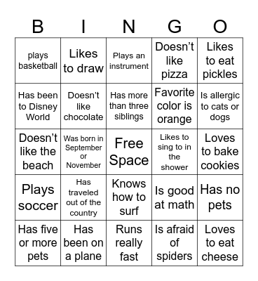 Find someone who… Bingo Card