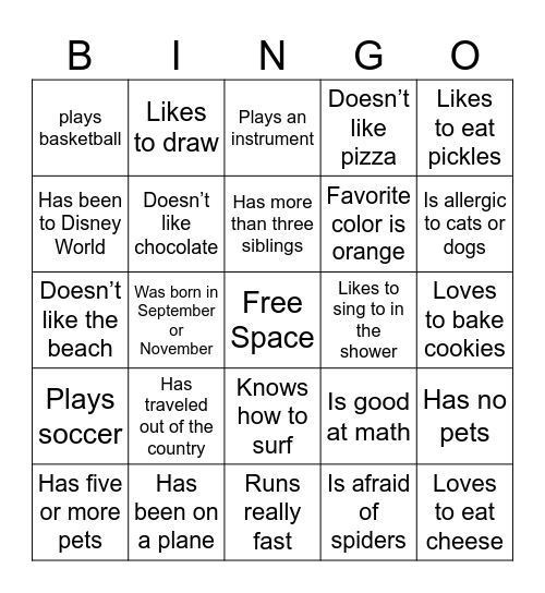 Find someone who… Bingo Card
