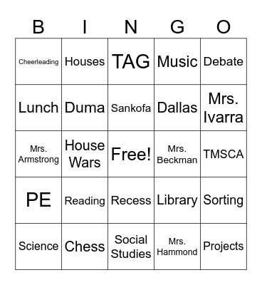 SUDIE WILLIAMS Bingo Card