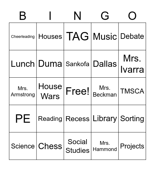 SUDIE WILLIAMS Bingo Card