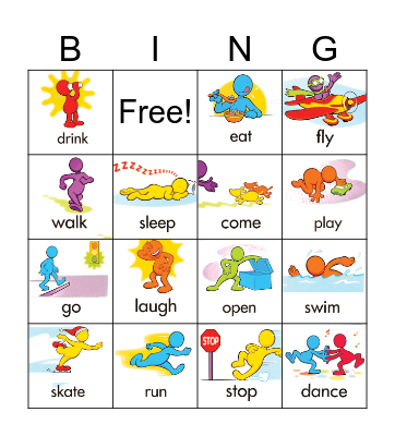 Action Verbs Bingo Card