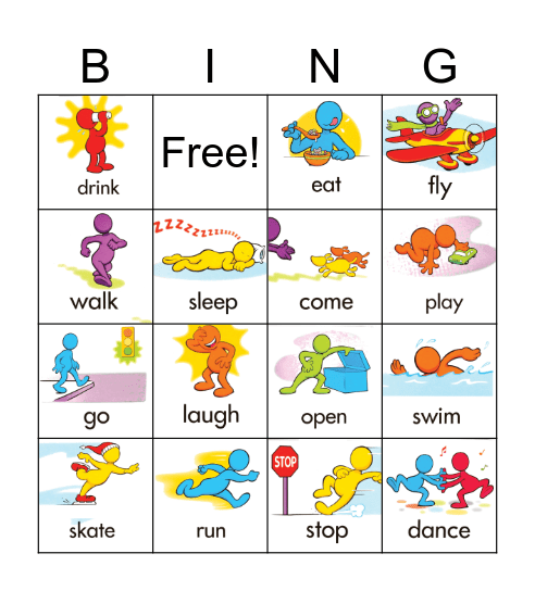 Action Verbs Bingo Card