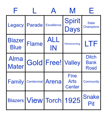 100 Years of Excellence Bingo Card