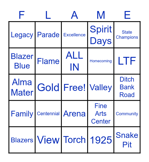 100 Years of Excellence Bingo Card