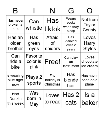 Find someone who... Bingo Card