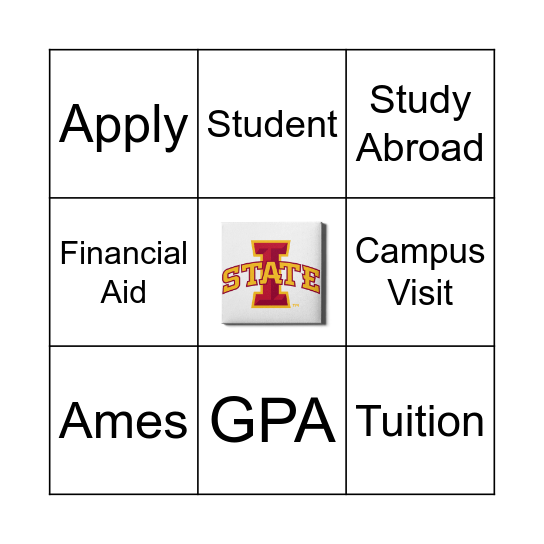 Iowa State Word Bingo Card