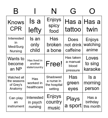 Human Bingo Card