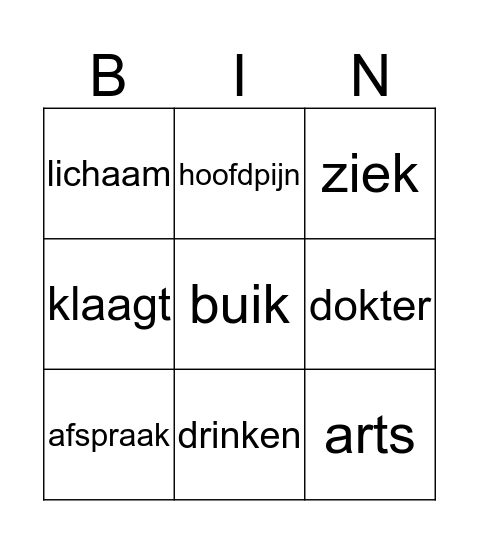 NvB les 17 dokter Bingo Card