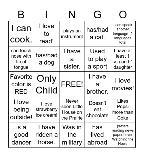 Meet Me Bingo Card