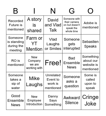 August Open Office Bingo Card