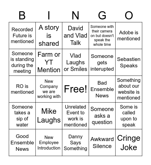 August Open Office Bingo Card