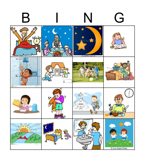 Daily Routine Bingo Card