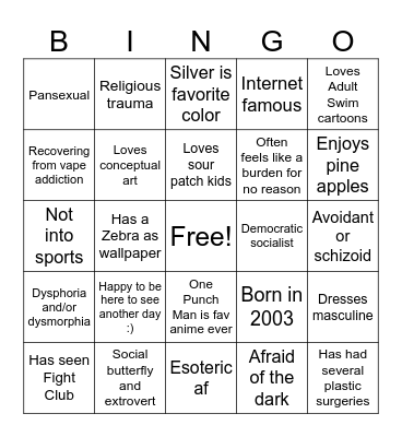 Kylee's Bingo Card