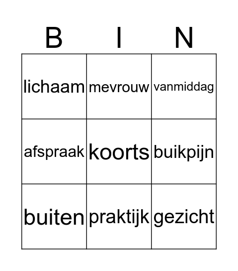 NvB les 17 dokter Bingo Card